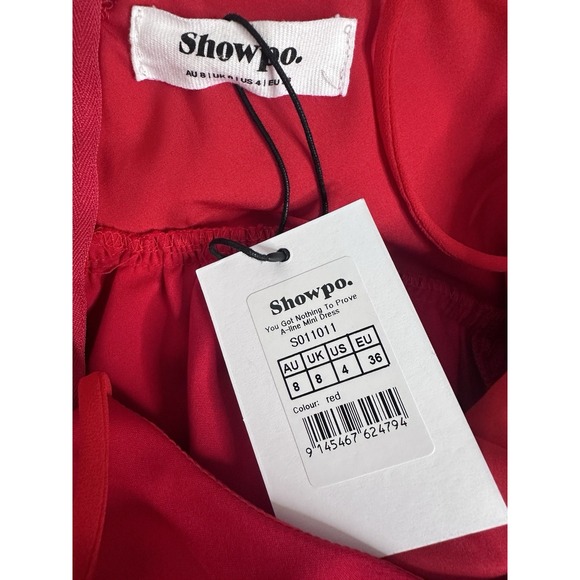 NEW ShowPo You Got Nothing To Prove Strappy A-Line Mini Dress Red Sz 4 Valentine - Picture 8 of 10
